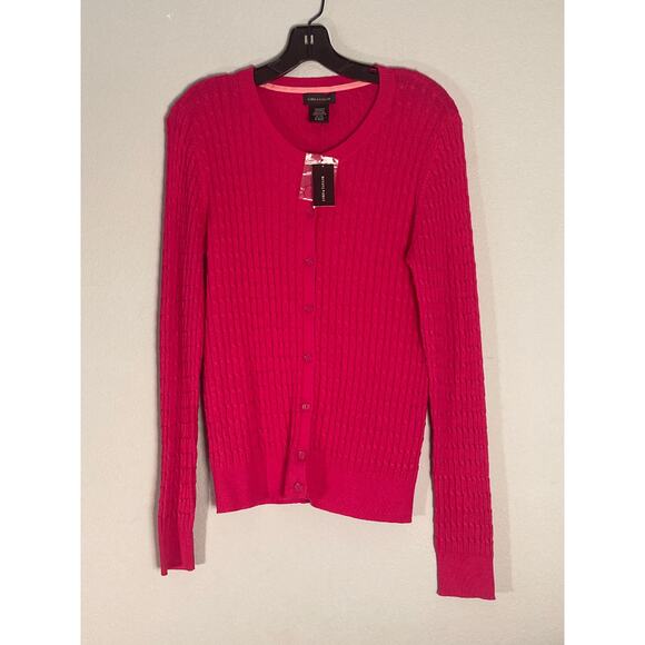 Lord & Taylor Bright Pink Cable Knit Cardigan Ladylike & Refined ~ NWT Sz XL - Picture 4 of 8